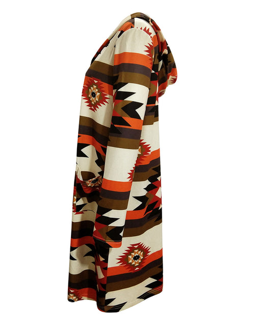 Load image into Gallery viewer, Geometric Hooded Cardigan with Pockets
