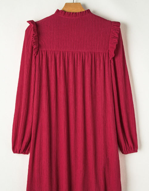 Load image into Gallery viewer, Frill Notched Long Sleeve Dress
