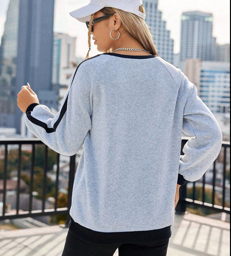 Letter Round Neck Long Sleeve Sweatshirt