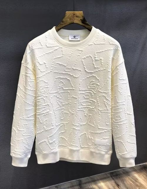 Load image into Gallery viewer, Men's  Plus Size Textured Round Neck Long Sleeve Sweatshirt
