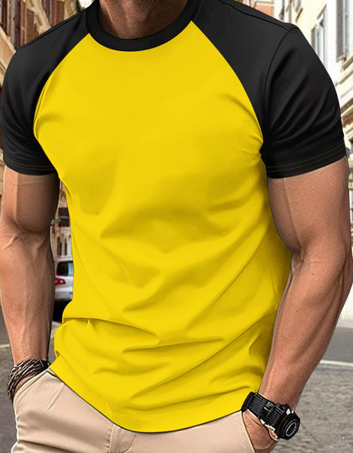 Load image into Gallery viewer, Men's Full Size Round Neck Contrast T-Shirt Plus Size
