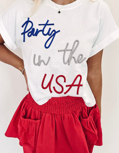 Load image into Gallery viewer, Letter Round Neck Short Sleeve T-Shirt
