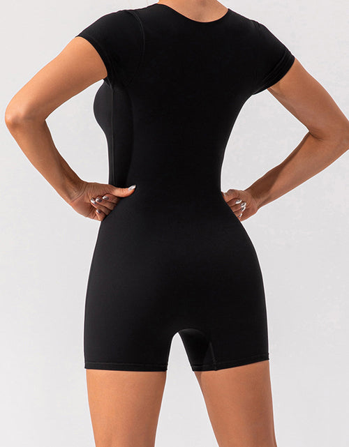 Load image into Gallery viewer, Square Neck Cap Sleeve Active Romper

