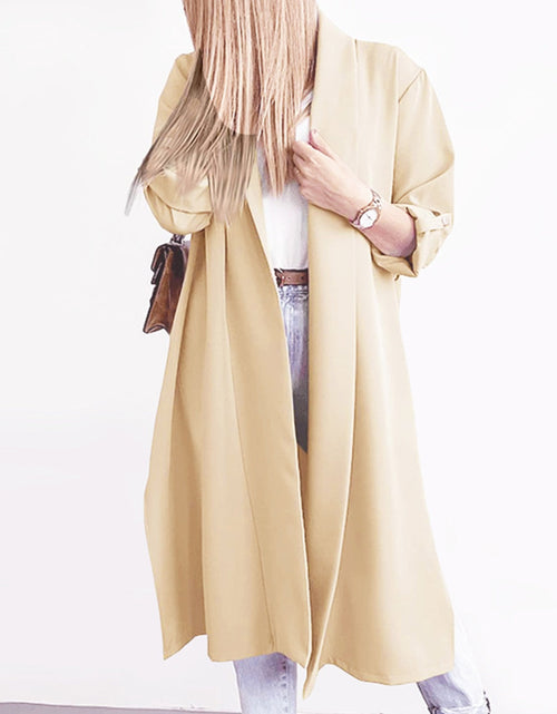 Load image into Gallery viewer, Slit Open Front Roll-Tab Sleeve Trench Coat
