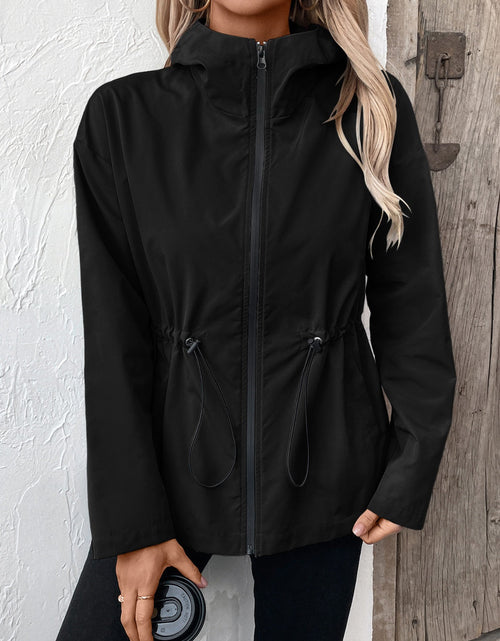 Load image into Gallery viewer, Ivy Lane Drawstring Zip Up Hooded Jacket
