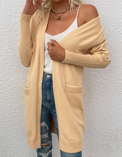 Load image into Gallery viewer, Open Front Long Sleeve Cardigan with Pockets
