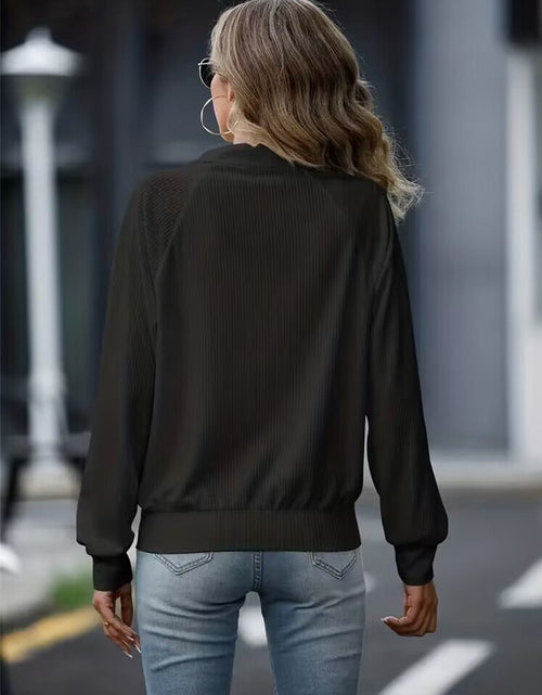 Load image into Gallery viewer, Zip Up Collared Neck Raglan Sleeve Jacket
