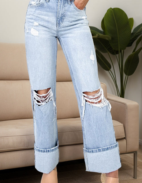 Load image into Gallery viewer, Distressed High Waist Jeans with Pockets
