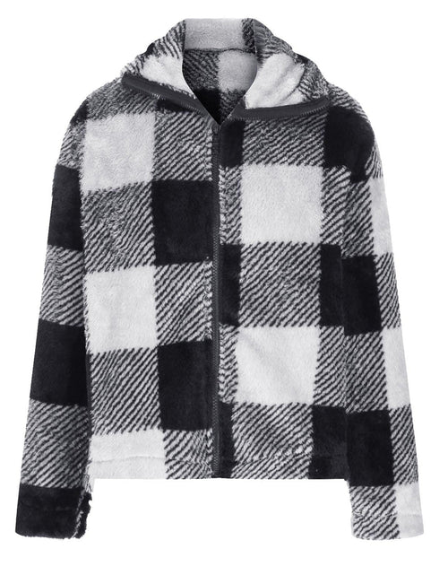 Load image into Gallery viewer, Full Size Plaid Zip Up Long Sleeve Jacket
