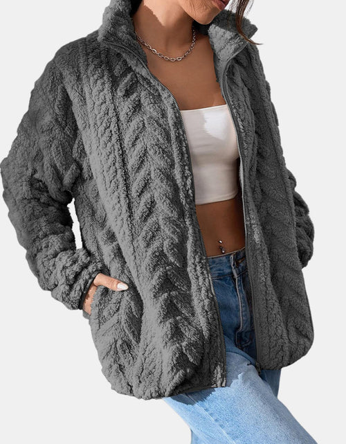 Load image into Gallery viewer, Fuzzy Zip Up Long Sleeve Jacket
