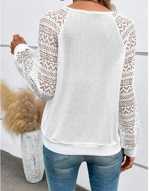 Load image into Gallery viewer, Lace V-Neck Raglan Sleeve Top
