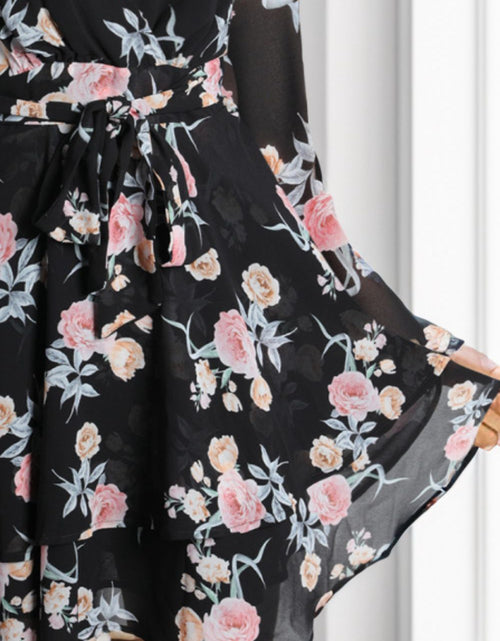 Load image into Gallery viewer, Printed Surplice Balloon Sleeve Mini Dress
