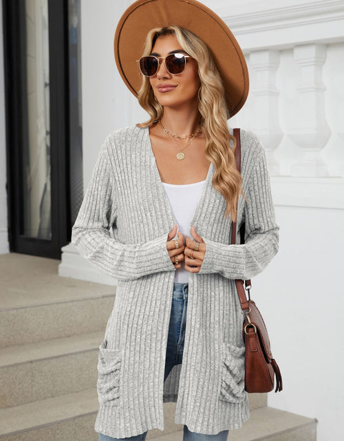 Load image into Gallery viewer, Pocketed Open Front Long Sleeve Cardigan

