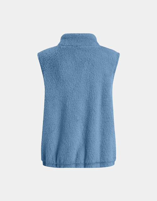 Load image into Gallery viewer, Full Size Fuzzy Zip Up Vest Coat with Pockets
