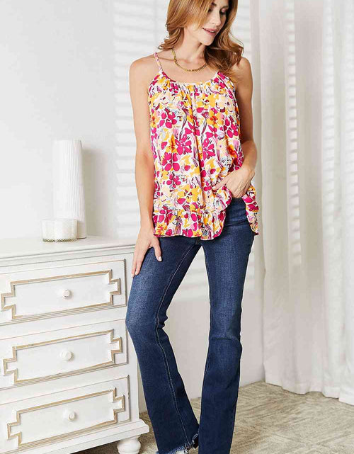 Load image into Gallery viewer, Double Take Floral Scoop Neck Ruffle Hem Cami
