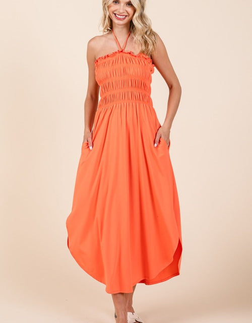 Load image into Gallery viewer, Culture Code Tie Back Shirring Dress with Pockets
