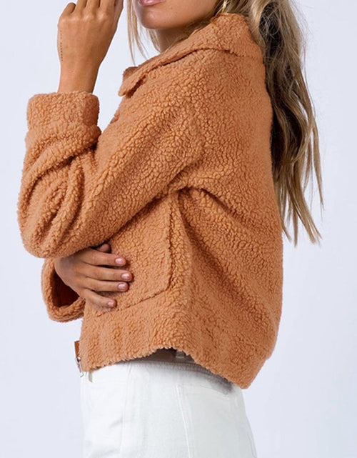 Load image into Gallery viewer, Long Sleeve Collared Neck Sherpa Jacket
