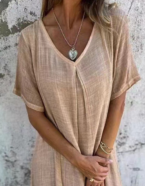 Load image into Gallery viewer, Full Size V-Neck Short Sleeve Midi Dress Plus Size
