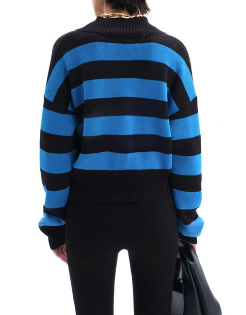 Load image into Gallery viewer, Striped Button Down Drop Shoulder Cardigan
