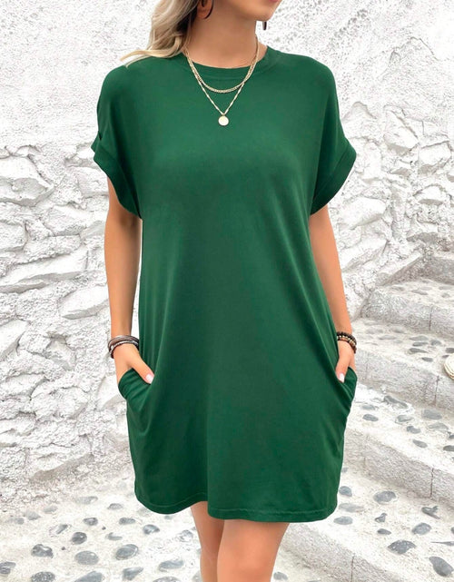 Load image into Gallery viewer, Round Neck Short Sleeve Mini Dress
