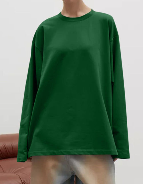 Load image into Gallery viewer, Round Neck Dropped Shoulder Long Sleeve T-Shirt
