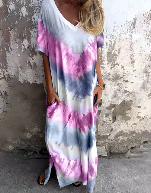 Load image into Gallery viewer, Full Size Pocketed Tie-Dye Short Sleeve Dress
