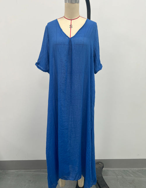 Load image into Gallery viewer, Full Size V-Neck Short Sleeve Midi Dress Plus Size
