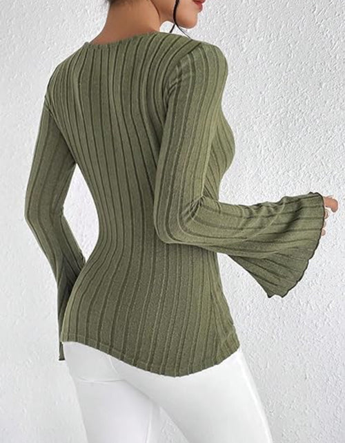 Load image into Gallery viewer, Ribbed Flare Sleeve Top
