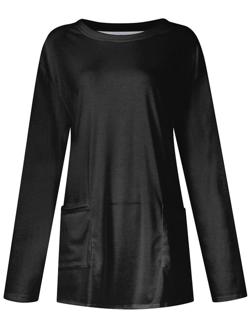 Load image into Gallery viewer, Full Size Pocketed Round Neck Long Sleeve T-Shirt
