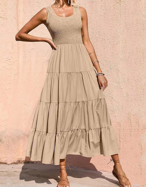 Load image into Gallery viewer, Tiered Smocked Wide Strap Dress
