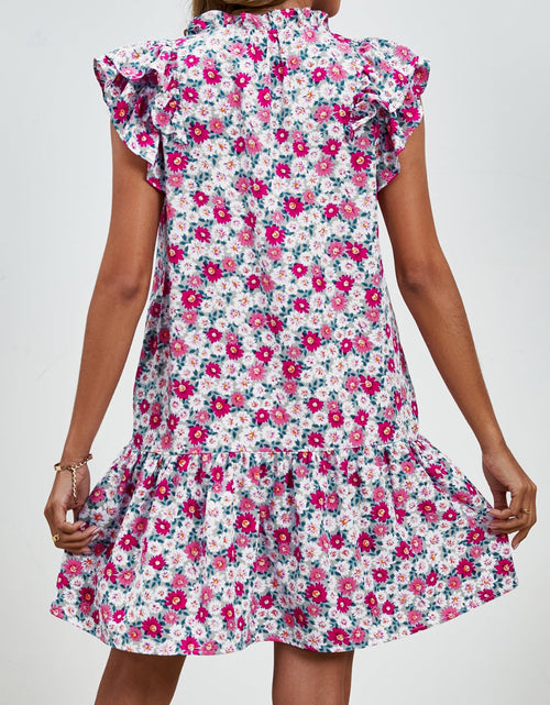 Load image into Gallery viewer, Tied Floral Cap Sleeve Mini Dress
