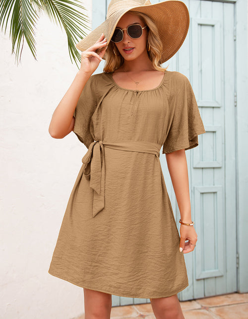Load image into Gallery viewer, Ivy Lane Tie Waist Flutter Sleeve Mini Dress
