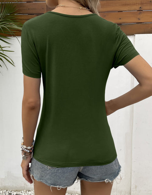 Load image into Gallery viewer, Ivy Lane Lace Trim V-Neck Short Sleeve Blouse
