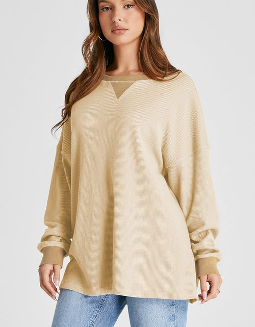Load image into Gallery viewer, Waffle-Knit Long Sleeve Sweatshirt
