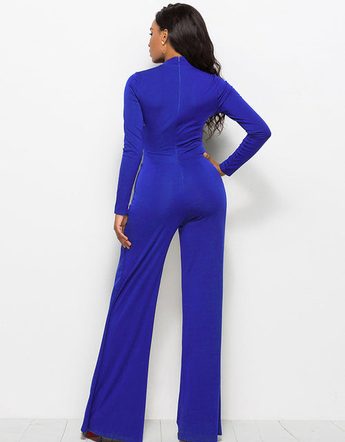 Load image into Gallery viewer, Long Sleeve Mock Neck Wide Leg Jumpsuit
