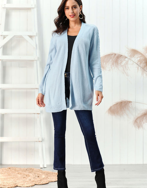 Load image into Gallery viewer, Cable-Knit Open Front Long Sleeve Cardigan

