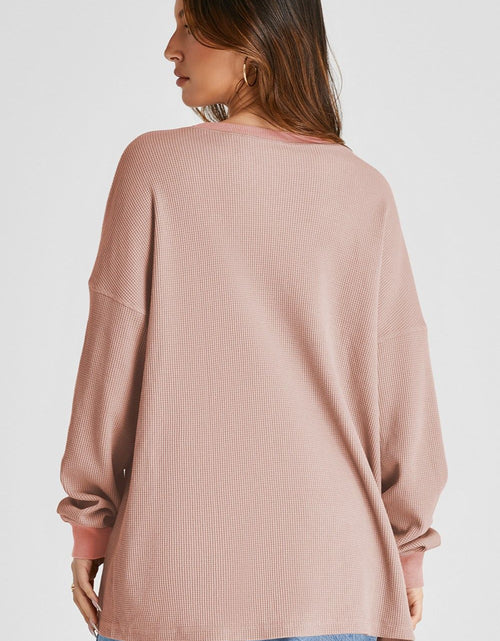 Load image into Gallery viewer, Waffle-Knit Long Sleeve Sweatshirt
