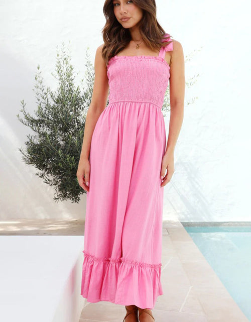 Load image into Gallery viewer, Ruffled Smocked Ruffle Hem Sleeveless Dress
