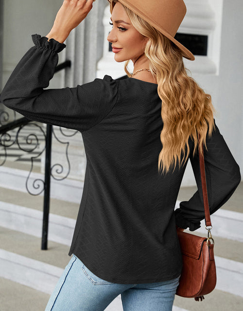 Load image into Gallery viewer, Round Neck Flounce Sleeve T-Shirt
