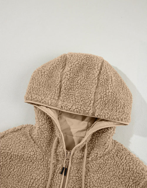 Load image into Gallery viewer, Drawstring Fleece Zip Up Hooded Jacket
