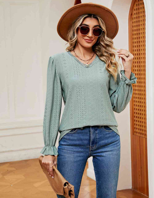 Load image into Gallery viewer, V-Neck Flounce Sleeve Blouse
