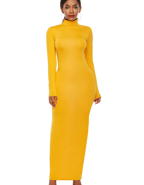 Load image into Gallery viewer, Mock Neck Long Sleeve Maxi Slim Dress
