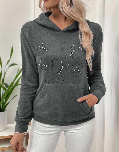 Load image into Gallery viewer, Perfee Pearl Butterfly Long Sleeve Hoodie
