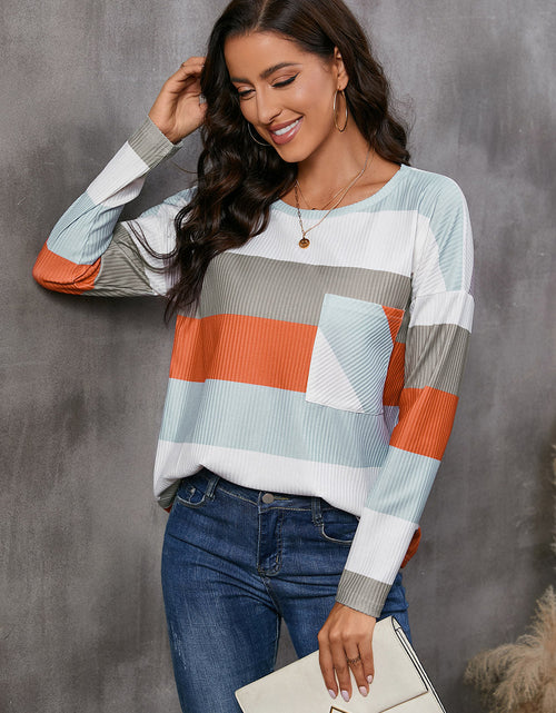 Load image into Gallery viewer, Wide Stripe Top with Pocket
