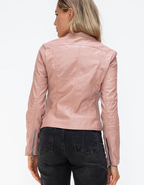 Load image into Gallery viewer, Snobbish Faux Leather Zip Up Drawstring Hooded Jacket
