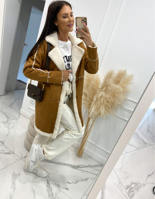Load image into Gallery viewer, Lapel Collar Exposed Seam Buttoned Coat

