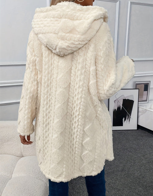 Load image into Gallery viewer, Fuzzy Button Down Hooded Coat
