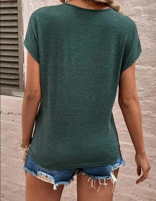 Load image into Gallery viewer, Full Size Lace Detail V-Neck Short Sleeve T-Shirt
