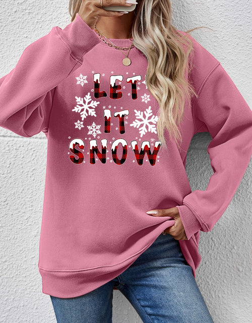 Load image into Gallery viewer, LET IT SNOW Round Neck Long Sleeve Sweatshirt
