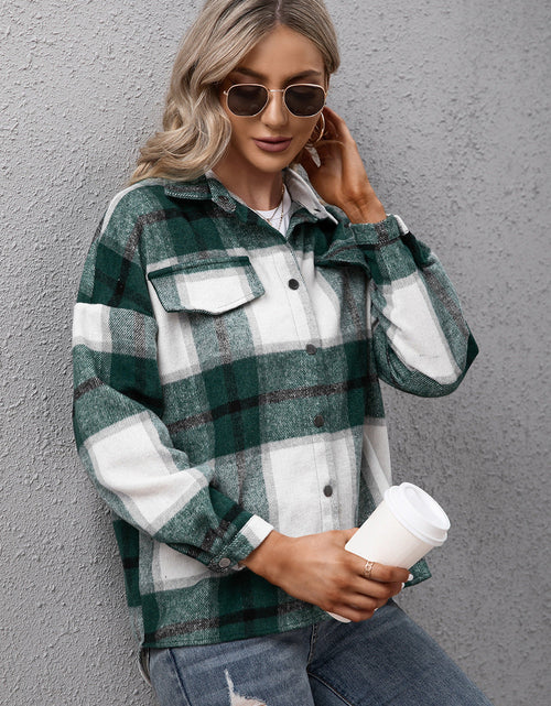 Load image into Gallery viewer, Ivy Lane Plaid Long Sleeve Shirt Jacket
